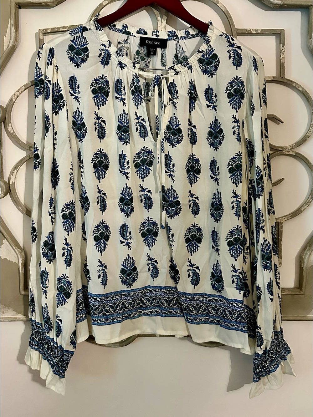 NWT Aquamarine Peasant Blouse Size XL by Karen Kane - Picture 3 of 10